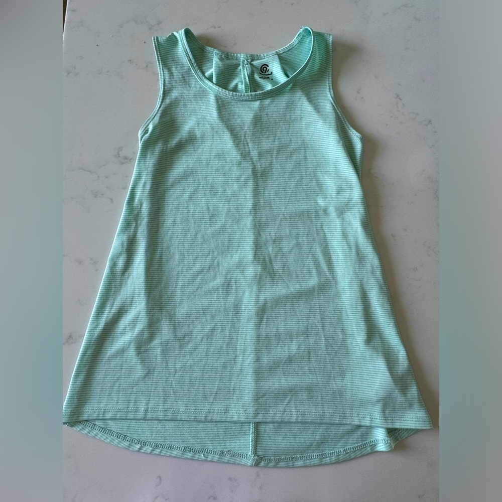 Girls large champion tank mint green with darker green stripes